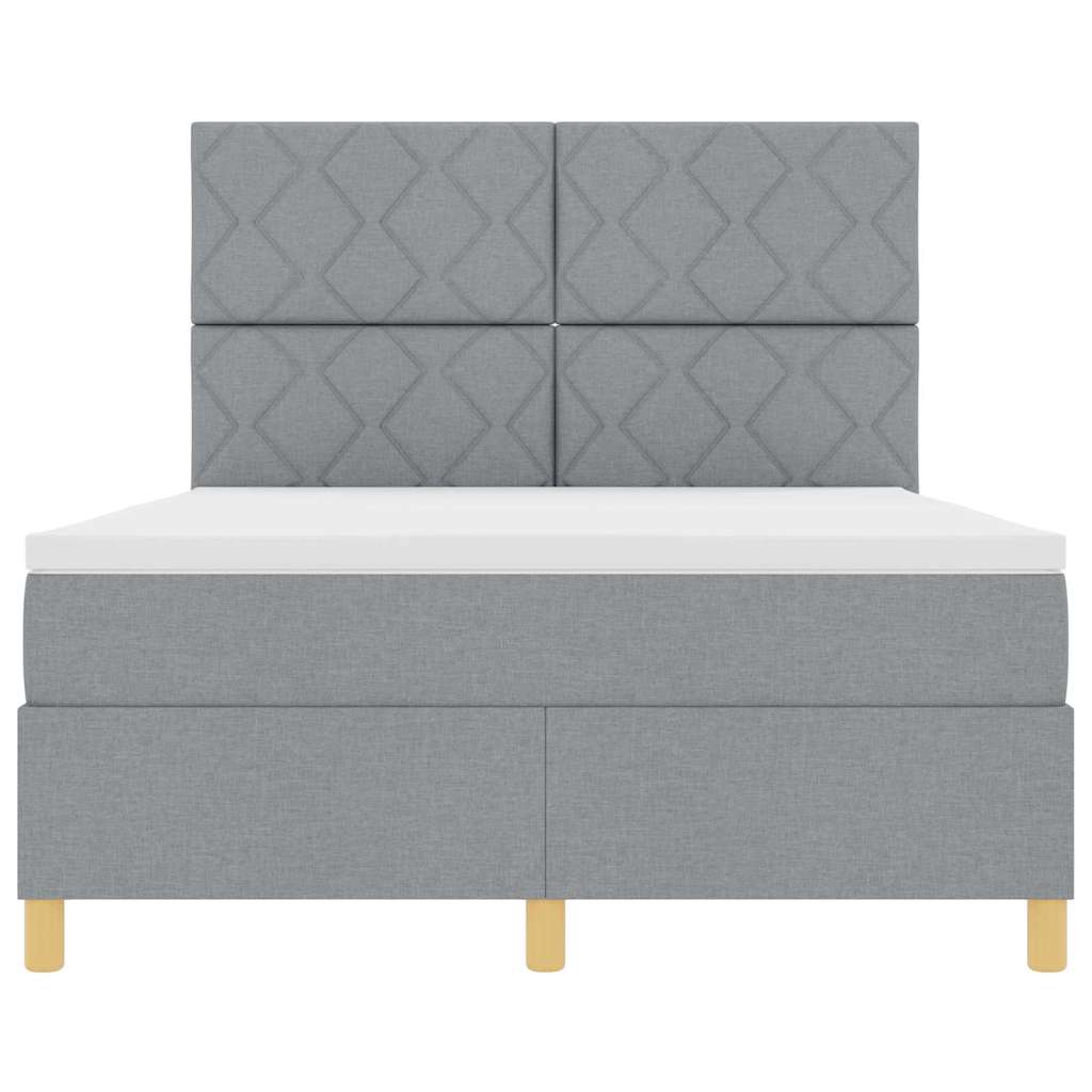 Box spring seng med hovedgærde Lysegrå 140 x 190 cm Stof
