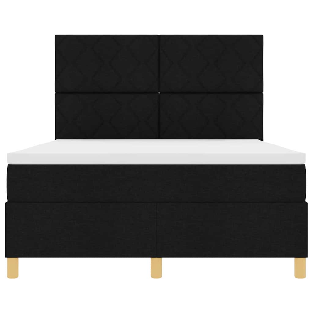 Box spring seng med hovedgærde Sort 140 x 190 cm Stof