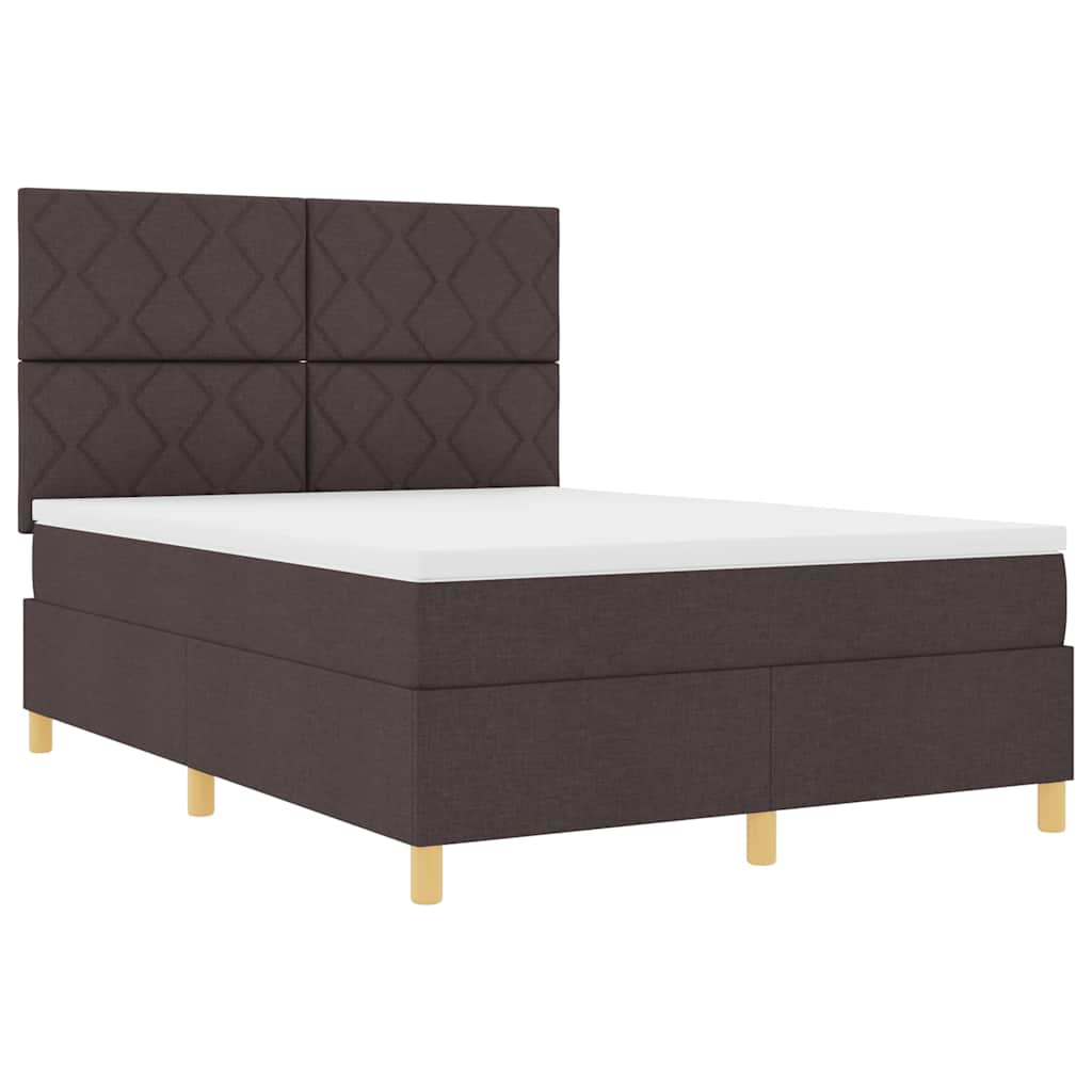 Box spring seng med hovedgærde Mørk Brun 140 x 190 cm Stof