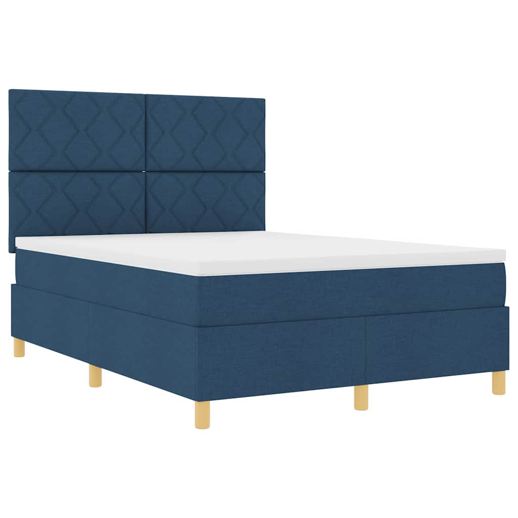 Box spring seng med hovedgærde Blå 140 x 190 cm Stof