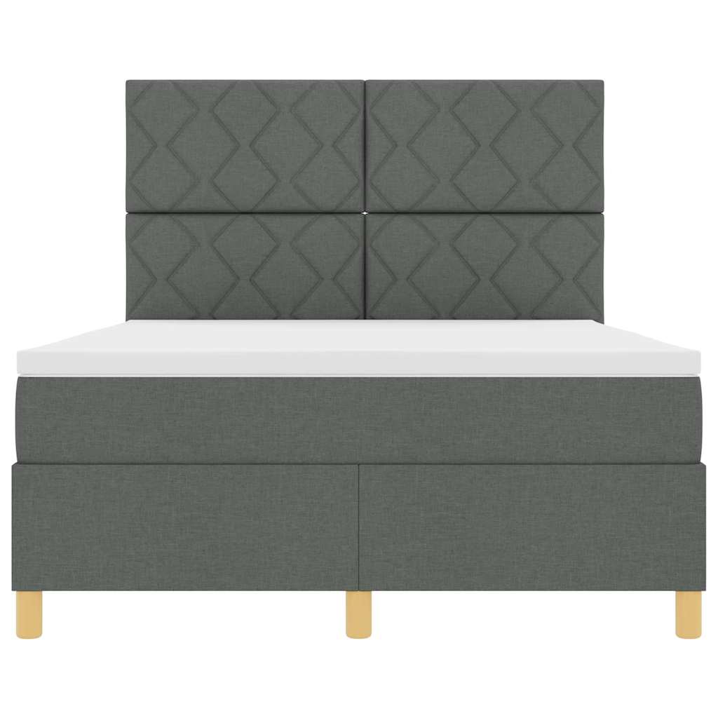 Box spring seng med hovedgærde Mørkegrå 140 x 200 cm Stof
