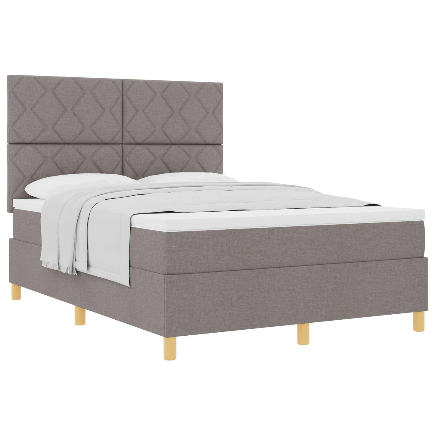 Box spring seng med hovedgærde Gråbrun 140 x 200 cm Stof