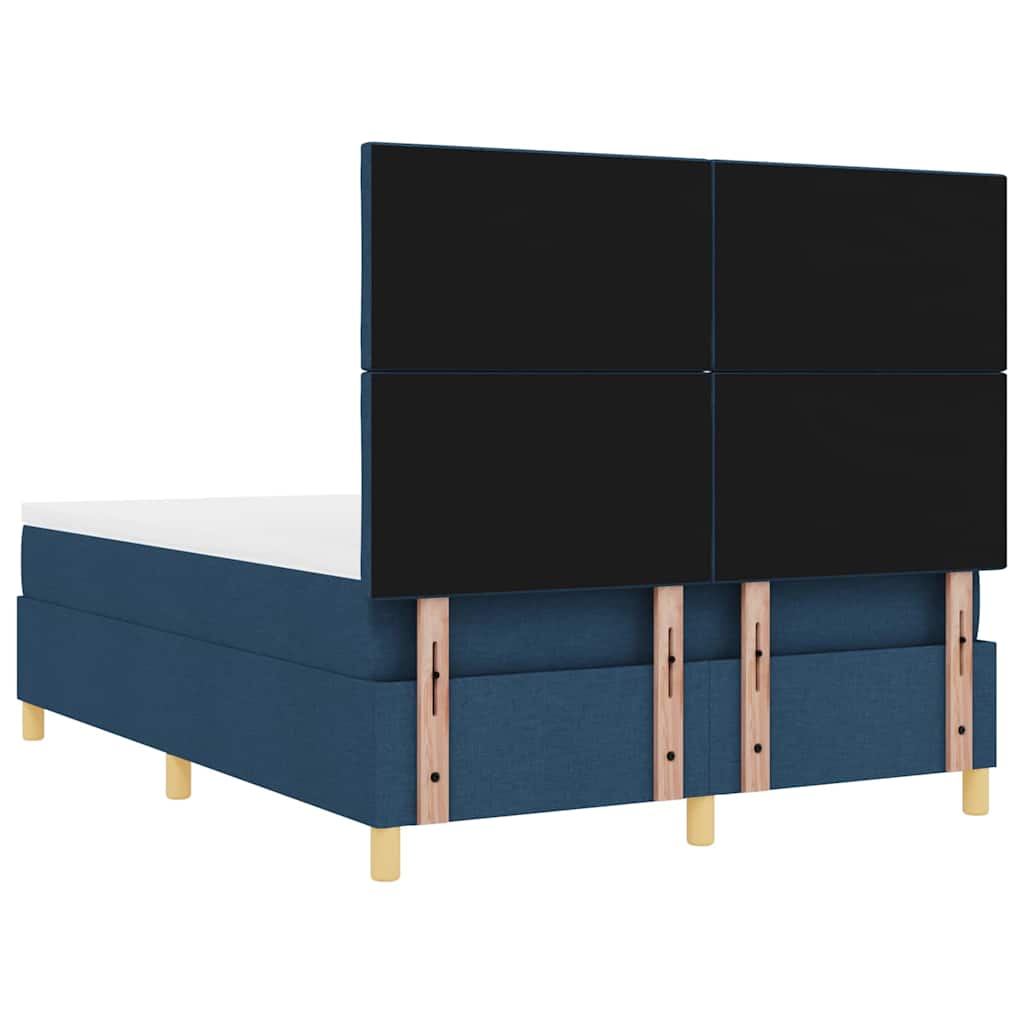 Box spring seng med hovedgærde Blå 140 x 200 cm Stof