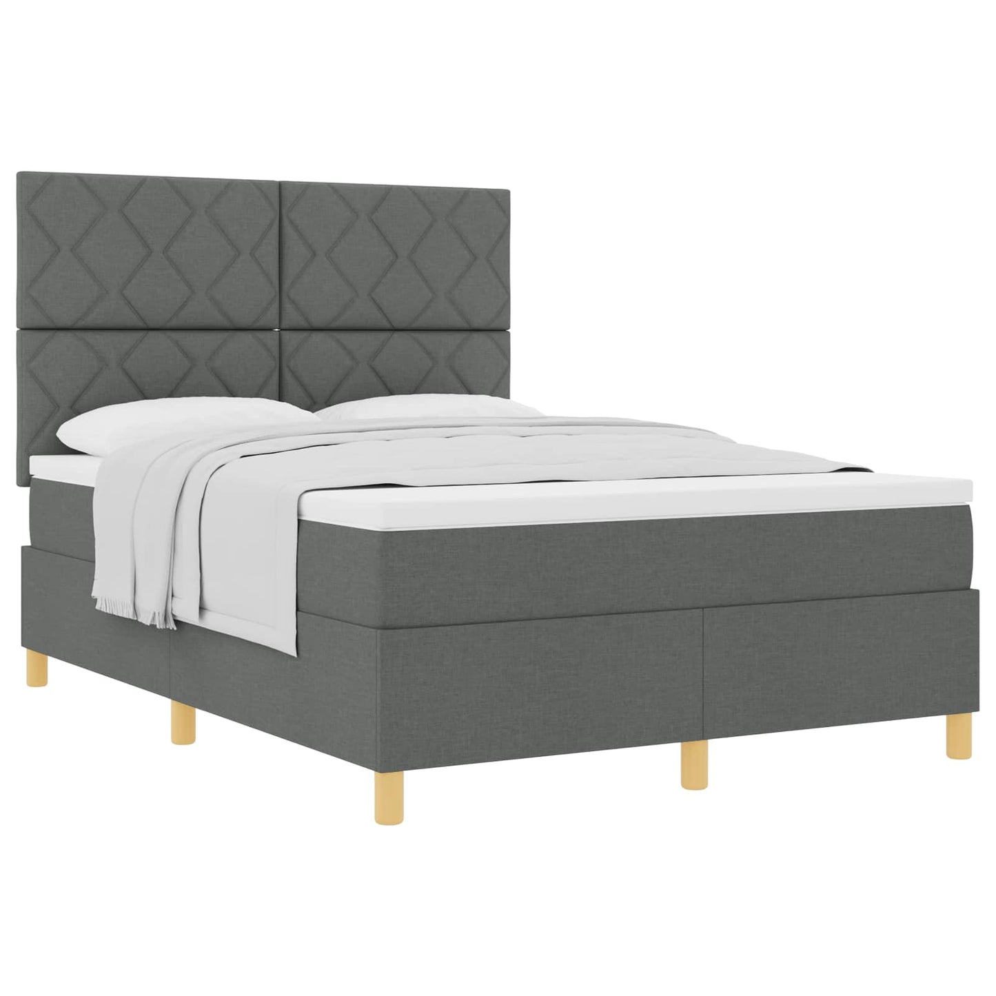 Box spring seng med hovedgærde Mørkegrå 160 x 200 cm Stof