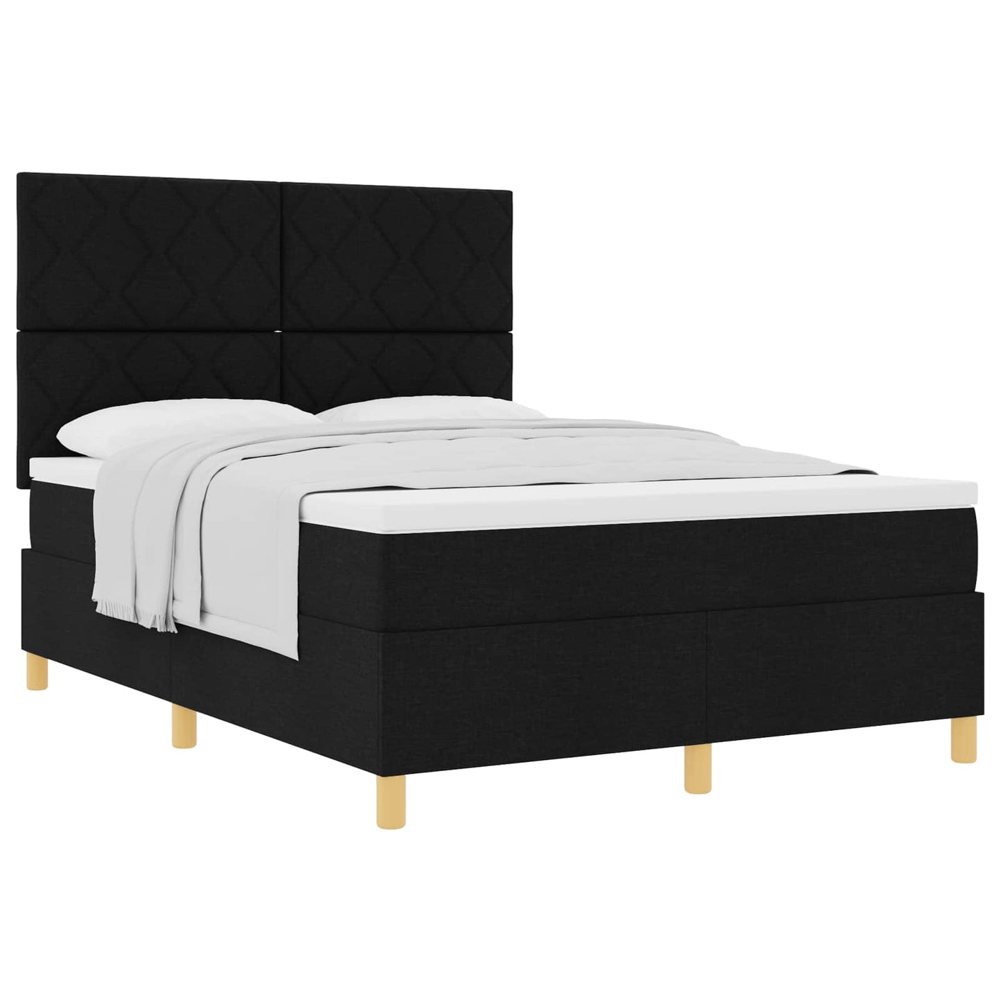 Box spring seng med hovedgærde Sort 160 x 200 cm Stof