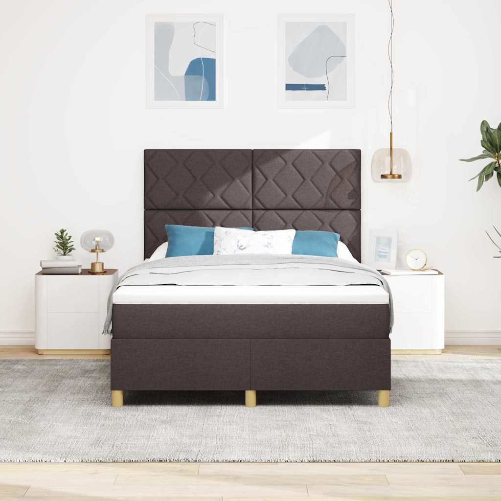 Box spring seng med hovedgærde Mørk Brun 160 x 200 cm Stof