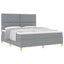 Box spring seng med hovedgærde Lysegrå 180 x 200 cm Stof