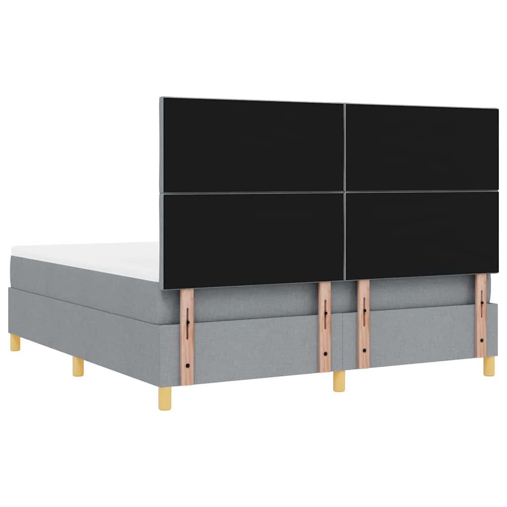 Box spring seng med hovedgærde Lysegrå 180 x 200 cm Stof