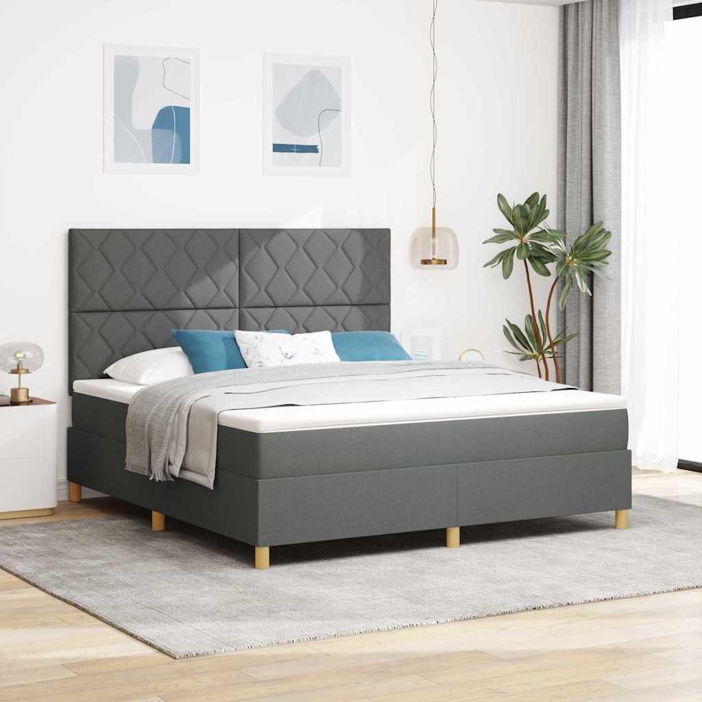 Box spring seng med hovedgærde Mørkegrå 180 x 200 cm Stof