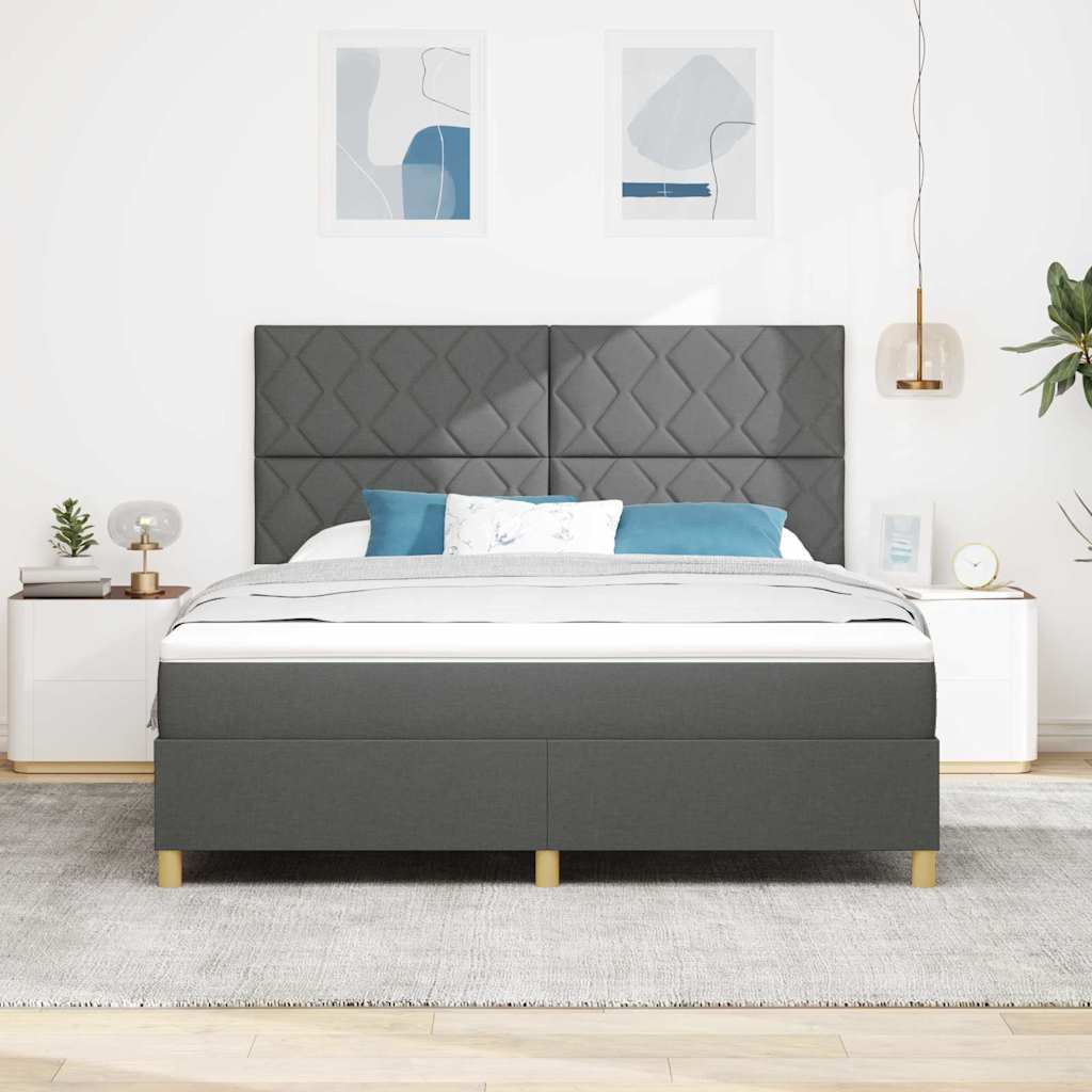 Box spring seng med hovedgærde Mørkegrå 180 x 200 cm Stof