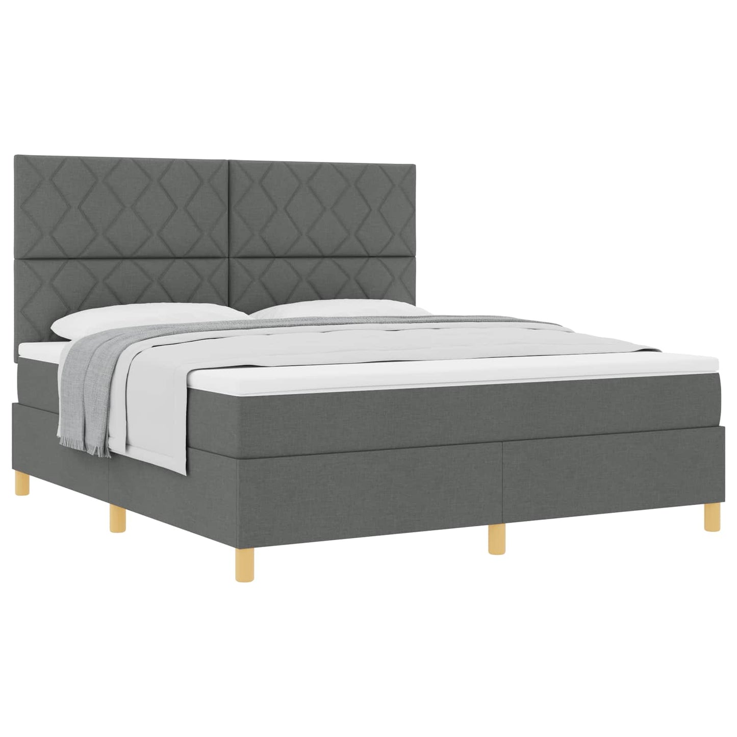 Box spring seng med hovedgærde Mørkegrå 180 x 200 cm Stof