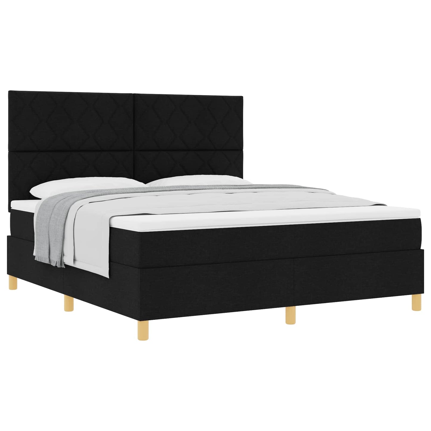 Box spring seng med hovedgærde Sort 180 x 200 cm Stof