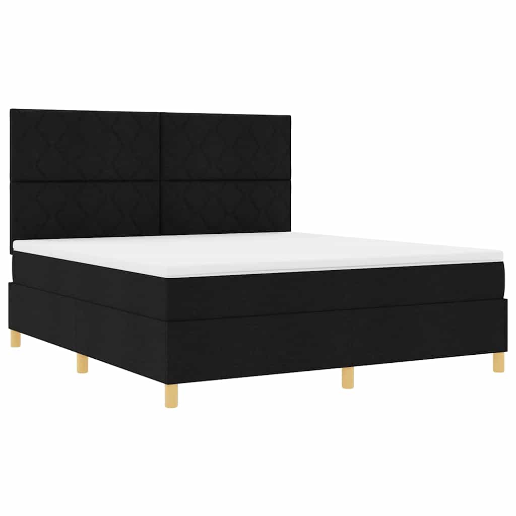 Box spring seng med hovedgærde Sort 180 x 200 cm Stof