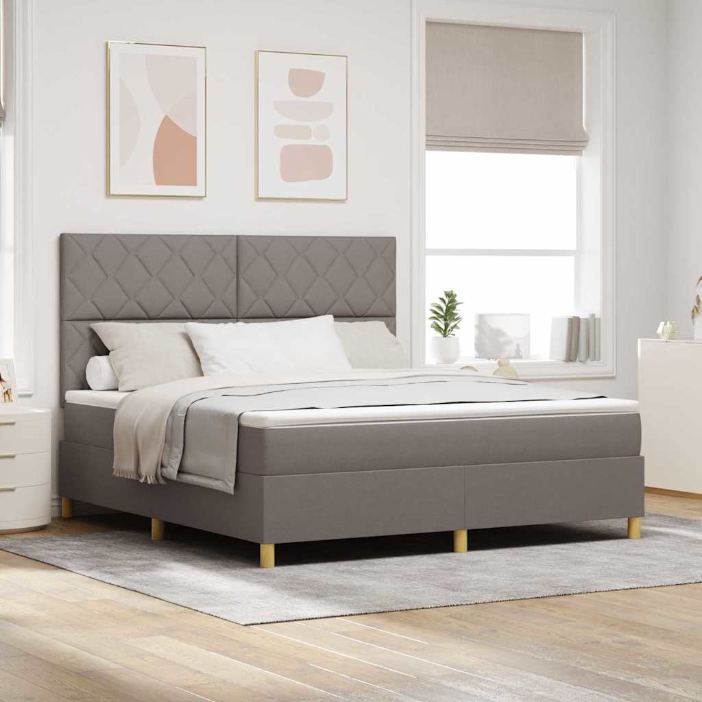Box spring seng med hovedgærde Gråbrun 180 x 200 cm Stof