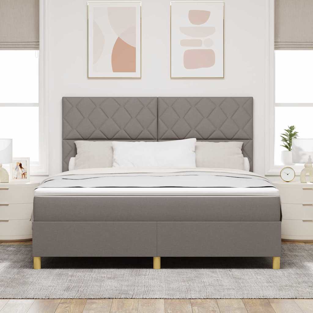 Box spring seng med hovedgærde Gråbrun 180 x 200 cm Stof