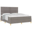 Box spring seng med hovedgærde Gråbrun 180 x 200 cm Stof