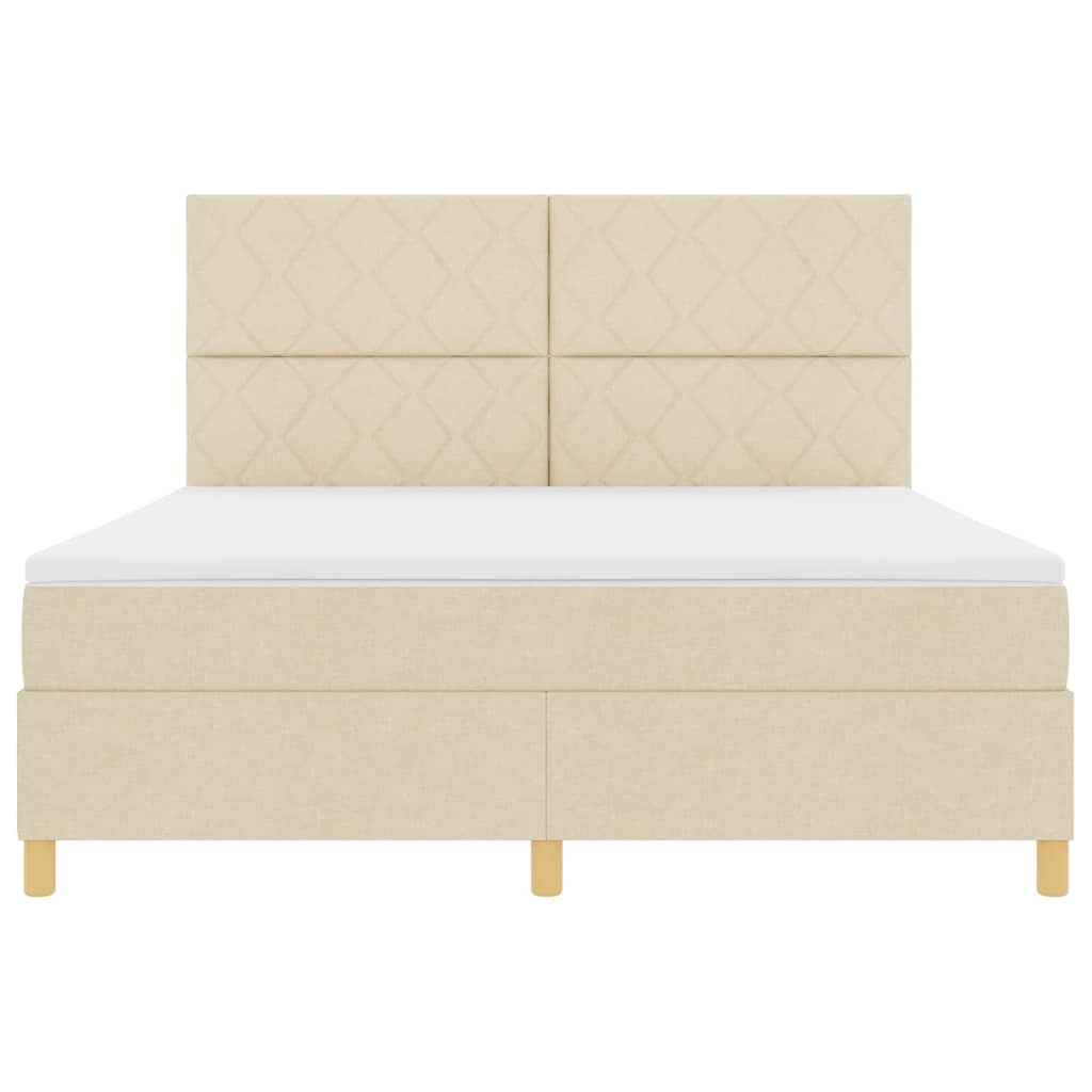 Box spring seng med hovedgærde Creme 180 x 200 cm Stof