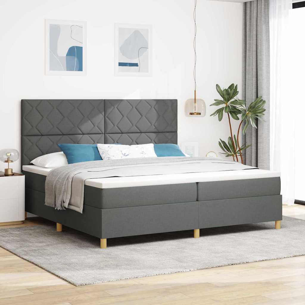 Box spring seng med madras Mørkegrå 200 x 200 cm Stof