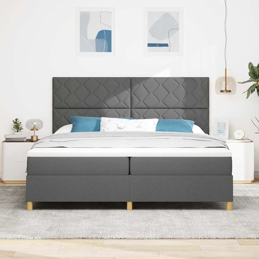 Box spring seng med madras Mørkegrå 200 x 200 cm Stof