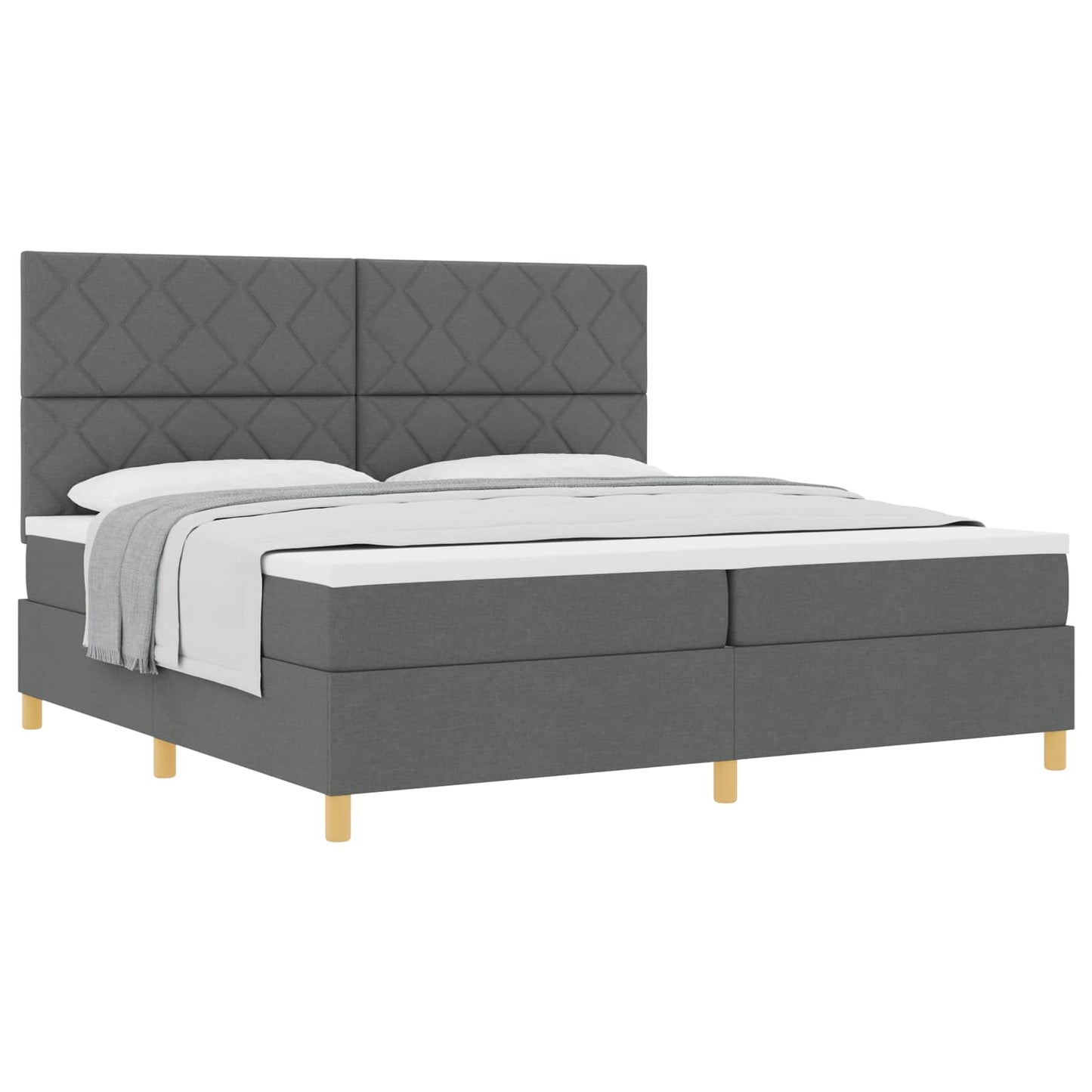 Box spring seng med madras Mørkegrå 200 x 200 cm Stof