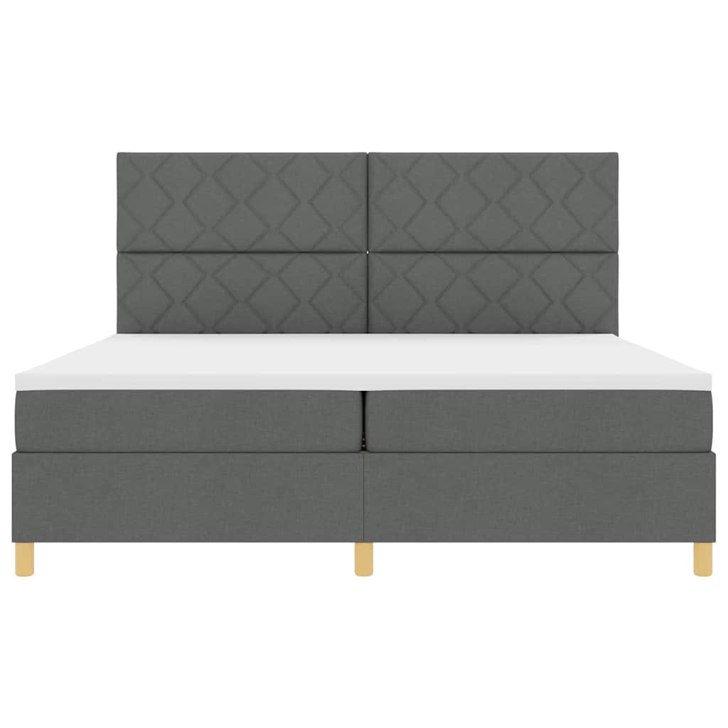 Box spring seng med madras Mørkegrå 200 x 200 cm Stof