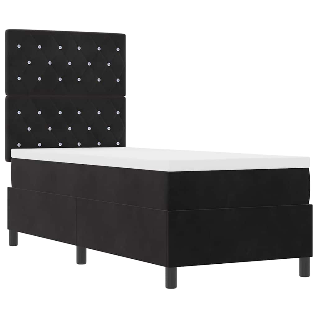 Box spring seng med madras Sort 80 x 200 cm Fløjl