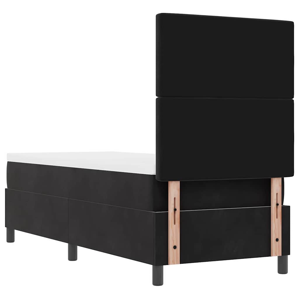 Box spring seng med madras Sort 80 x 200 cm Fløjl