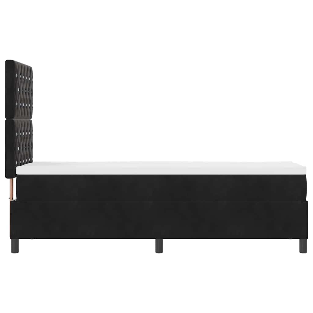 Box spring seng med madras Sort 80 x 200 cm Fløjl