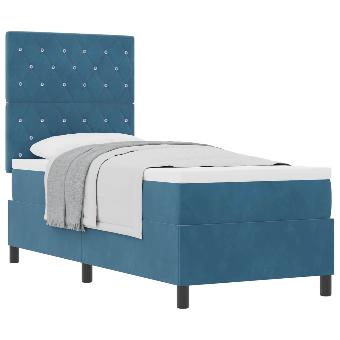 Box spring seng med madras Mørk blå 80 x 200 cm Fløjl