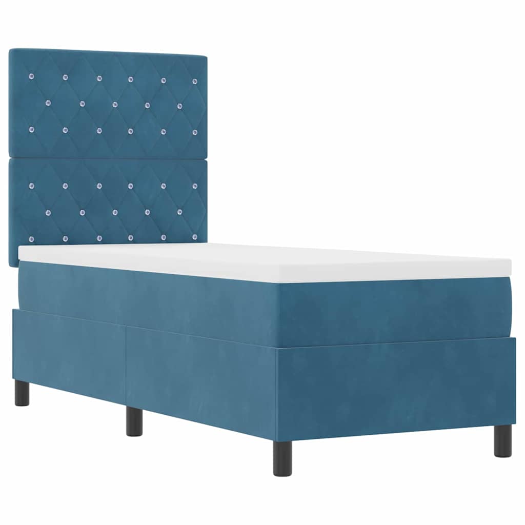 Box spring seng med madras Mørk blå 80 x 200 cm Fløjl