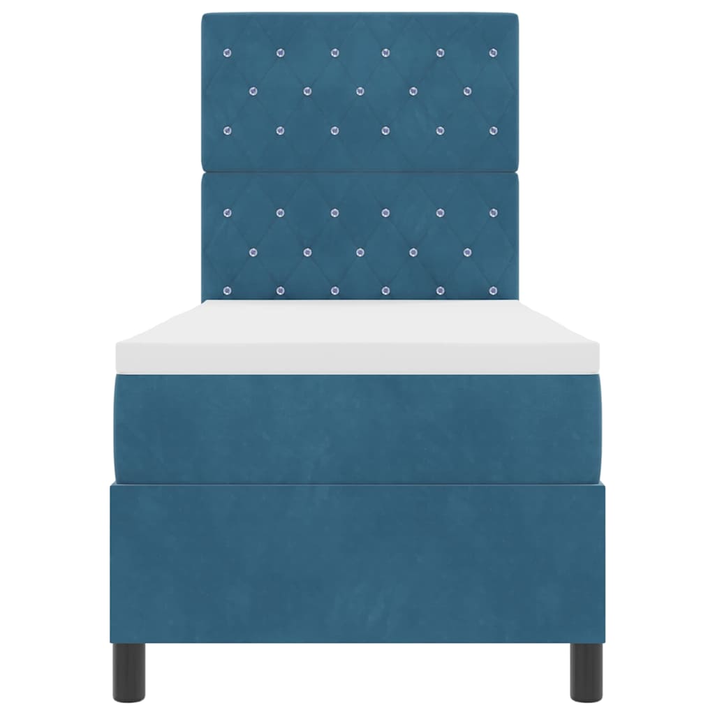 Box spring seng med madras Mørk blå 80 x 200 cm Fløjl