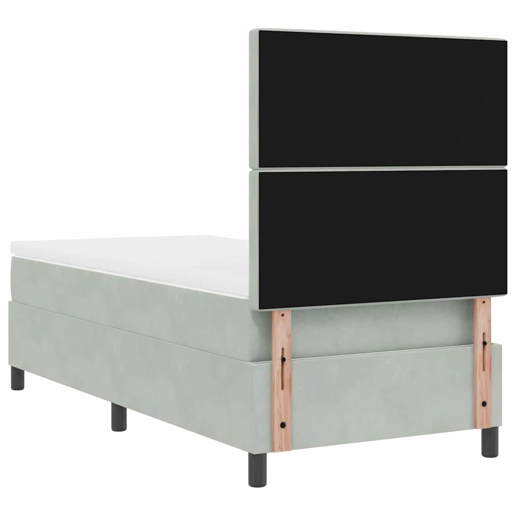 Box spring seng med madras Lysegrå 90 x 190 cm Fløjl