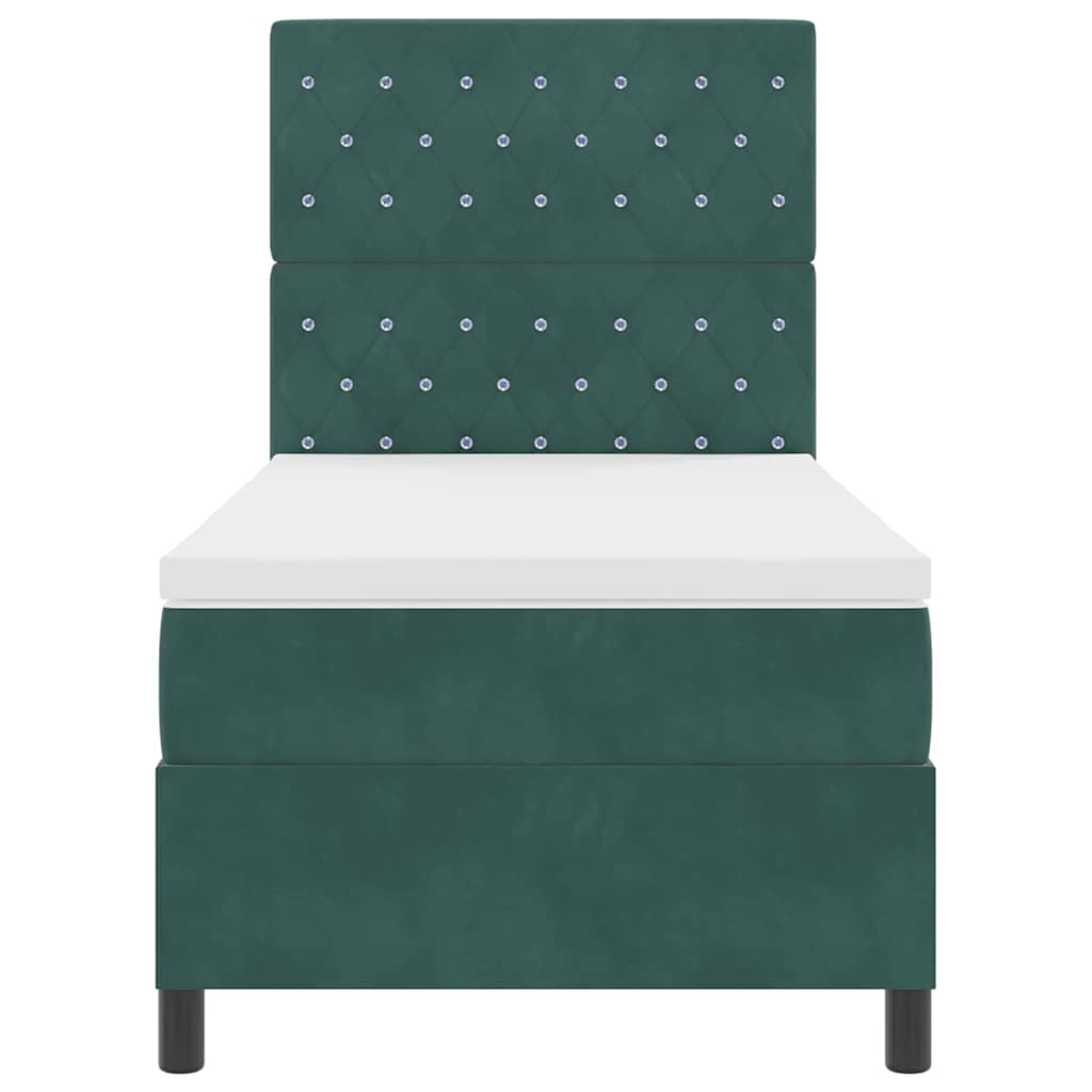 Box spring seng med madras Mørkegrøn 90 x 190 cm Fløjl