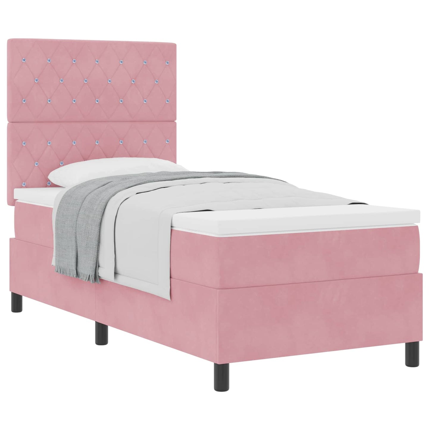 Box spring seng med madras Lyserød 90 x 190 cm Fløjl
