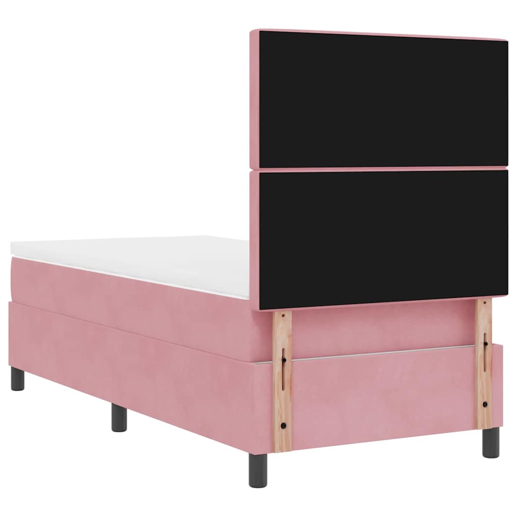 Box spring seng med madras Lyserød 90 x 200 cm Fløjl