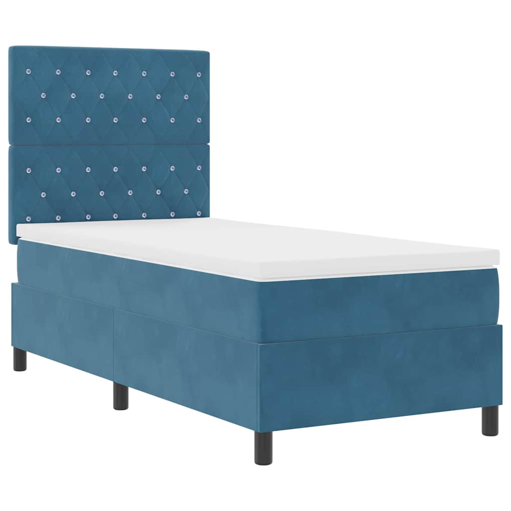 Box spring seng med madras Mørk blå 100 x 200 cm Fløjl