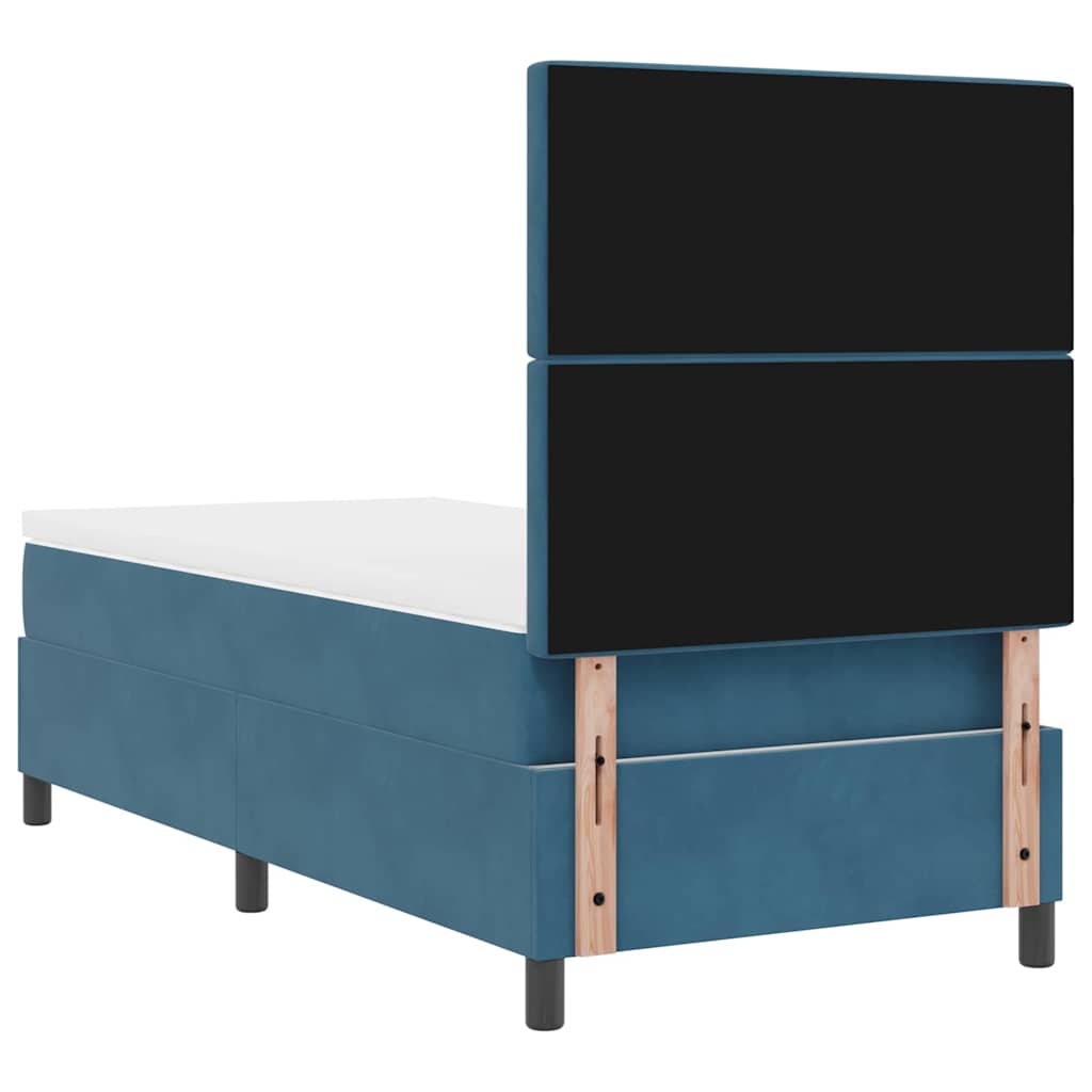 Box spring seng med madras Mørk blå 100 x 200 cm Fløjl