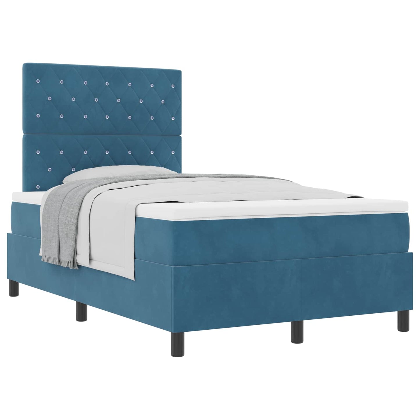 Box spring seng med madras Mørk blå 120 x 190 cm Fløjl
