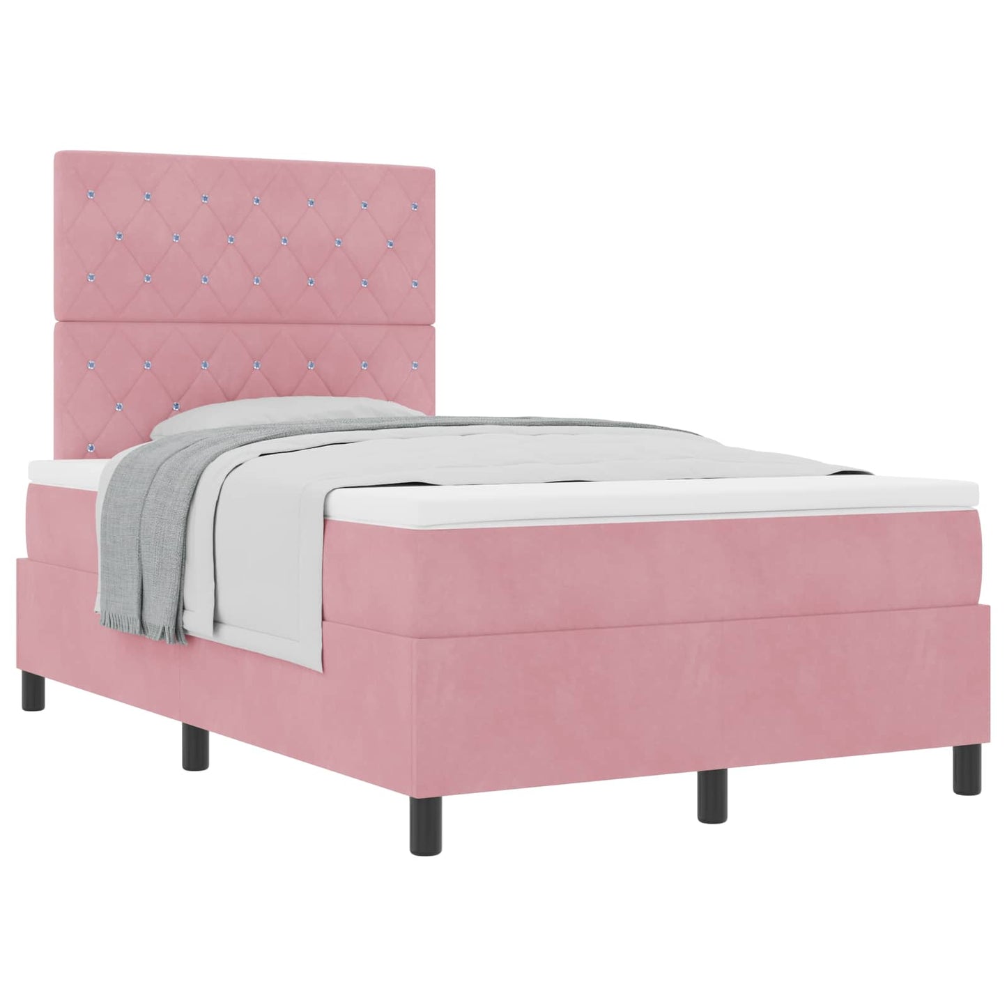Box spring seng med madras Lyserød 120 x 190 cm Fløjl
