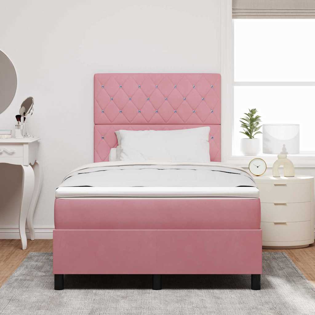 Box spring seng med madras Lyserød 120 x 200 cm Fløjl