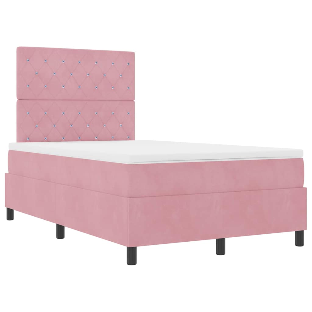 Box spring seng med madras Lyserød 120 x 200 cm Fløjl