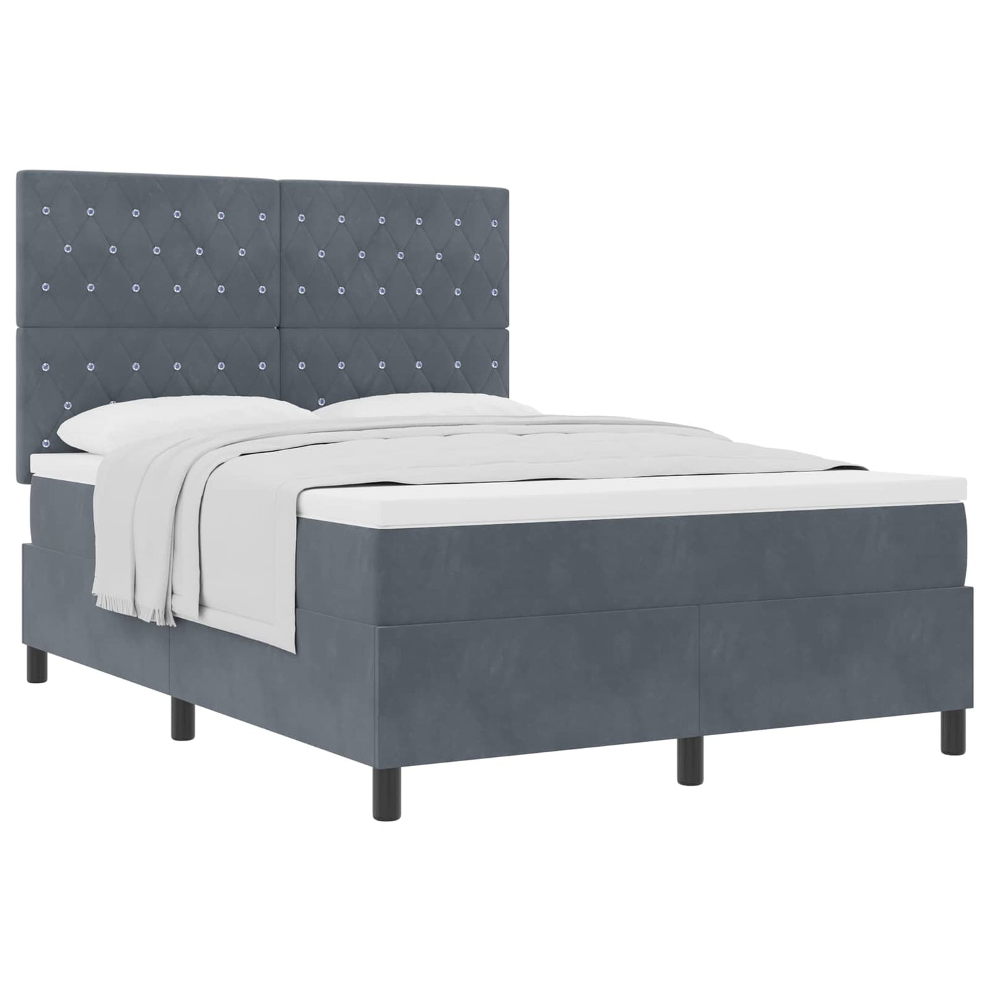 Box spring seng med madras Mørkegrå 140 x 190 cm Fløjl