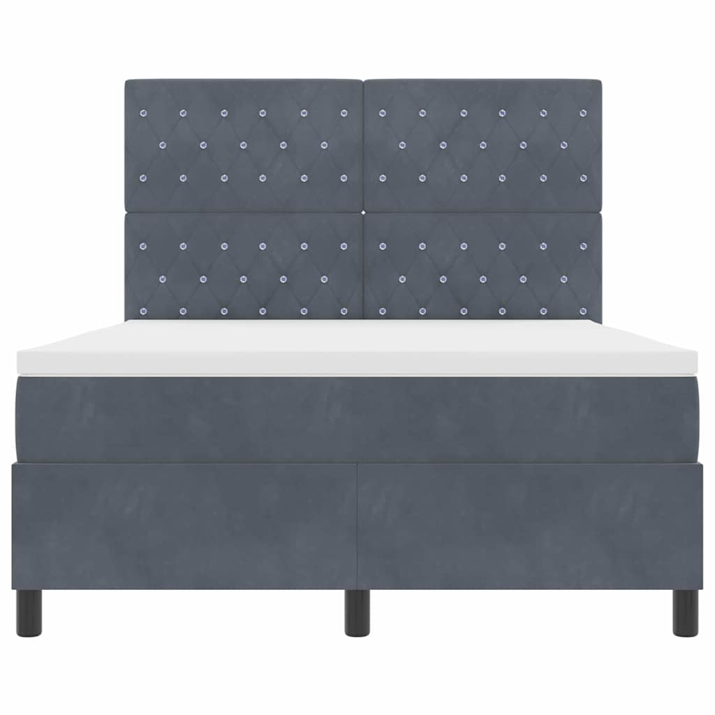 Box spring seng med madras Mørkegrå 140 x 190 cm Fløjl