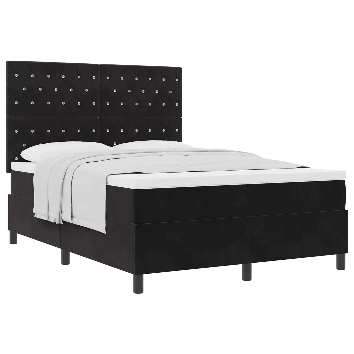Box spring seng med madras Sort 140 x 190 cm Fløjl