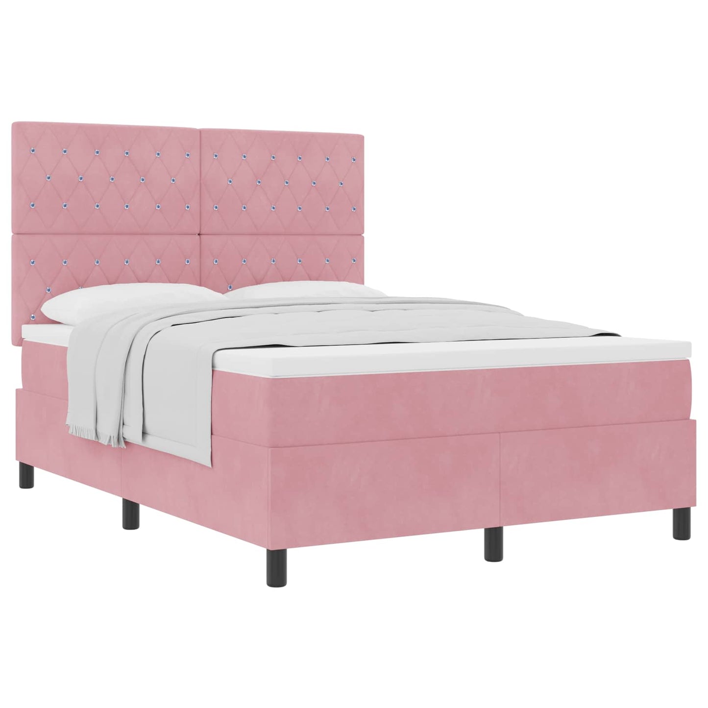 Box spring seng med madras Lyserød 140 x 190 cm Fløjl