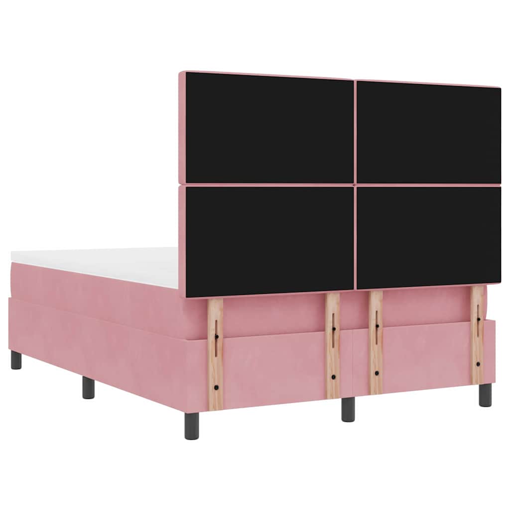 Box spring seng med madras Lyserød 140 x 190 cm Fløjl