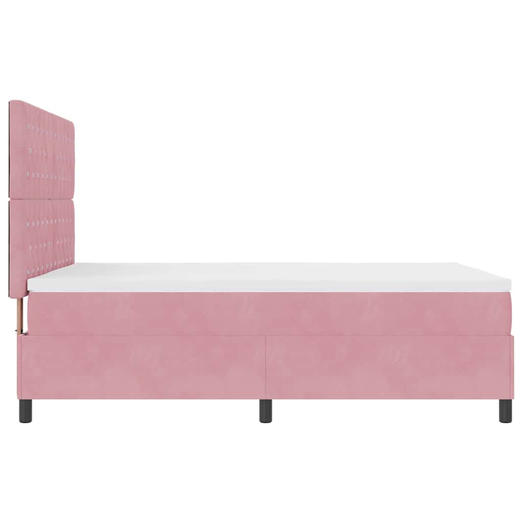 Box spring seng med madras Lyserød 140 x 200 cm Fløjl