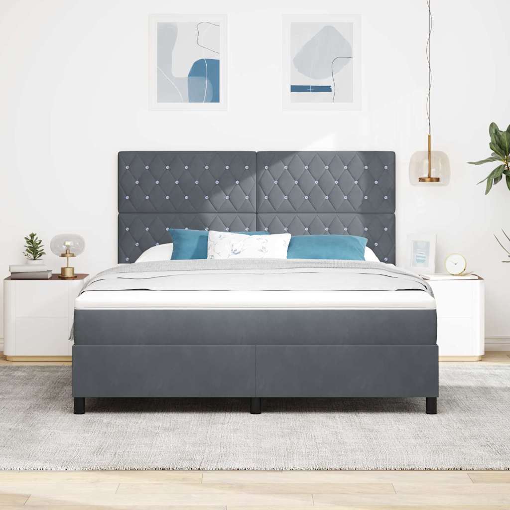 Box spring seng med madras Mørkegrå 180 x 200 cm Fløjl