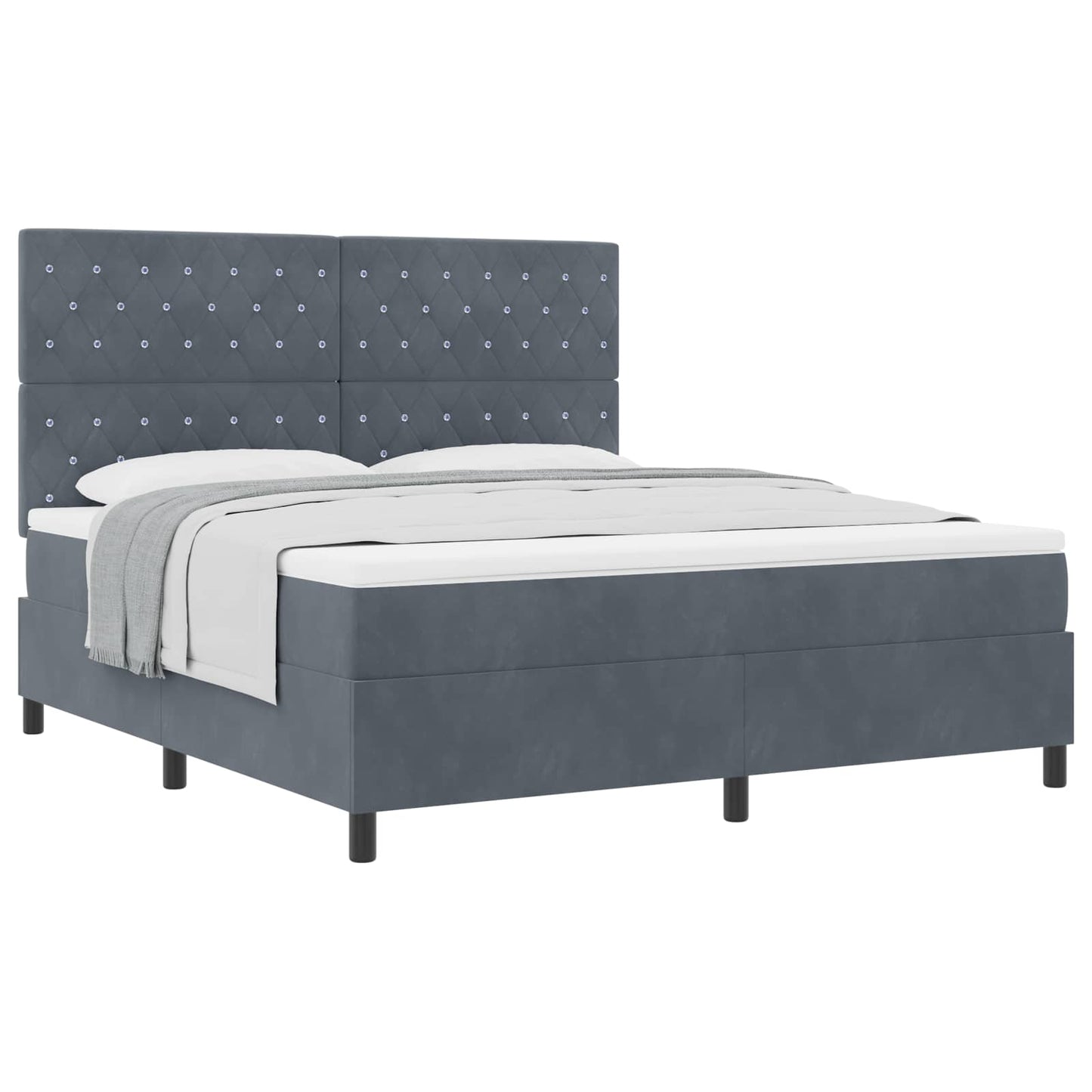 Box spring seng med madras Mørkegrå 180 x 200 cm Fløjl