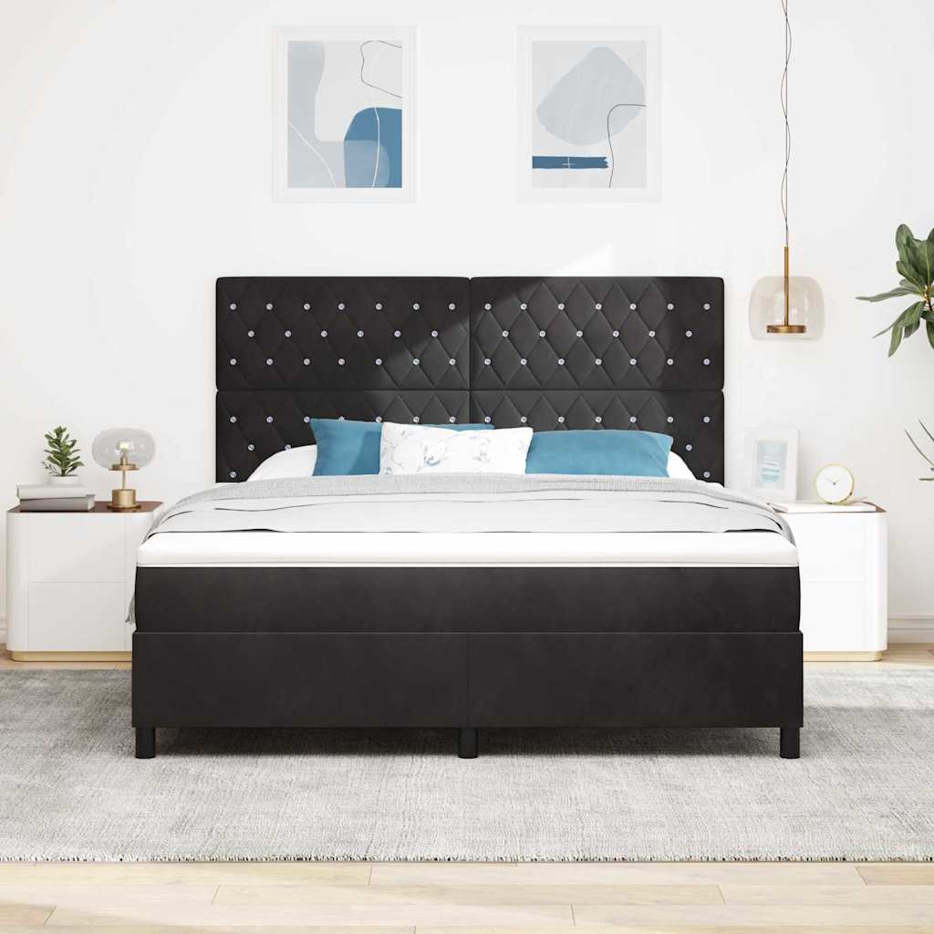 Box spring seng med madras Sort 180 x 200 cm Fløjl